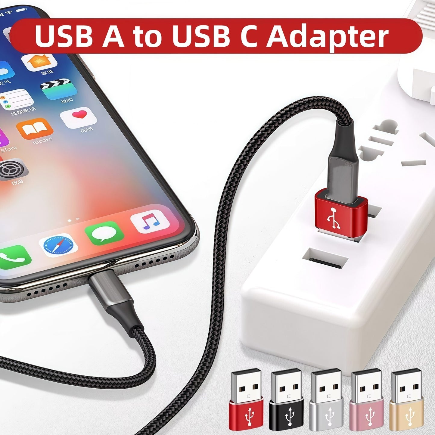 Male USB a to USB C Adapter, Fast Charger OTG Convertor for Iphone 16 15 Samsung