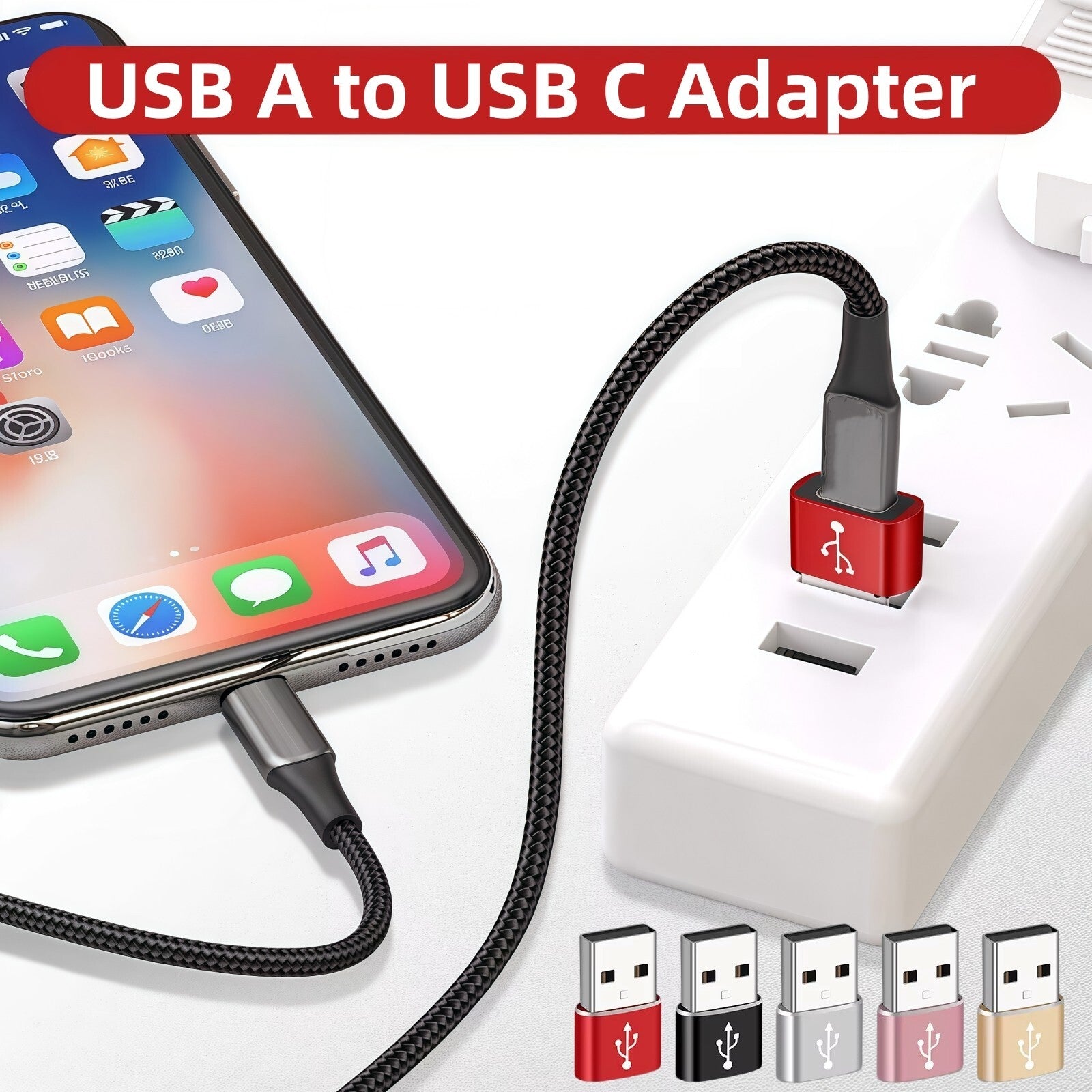 Male USB a to USB C Adapter, Fast Charger OTG Convertor for Iphone 16 15 Samsung