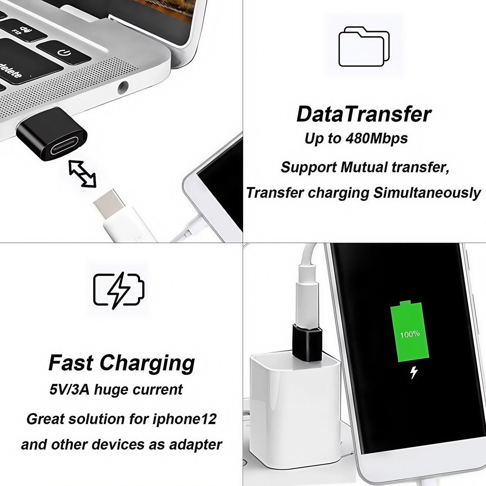 Male USB a to USB C Adapter, Fast Charger OTG Convertor for Iphone 16 15 Samsung